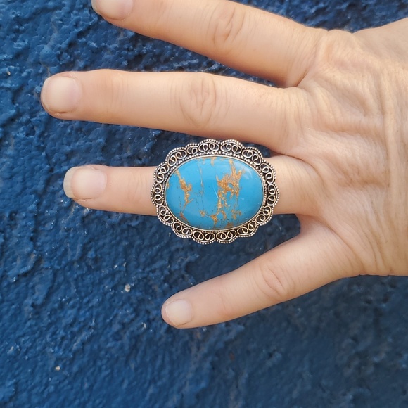 New Copper Turquoise 925 Silver Ring. - Picture 7 of 16